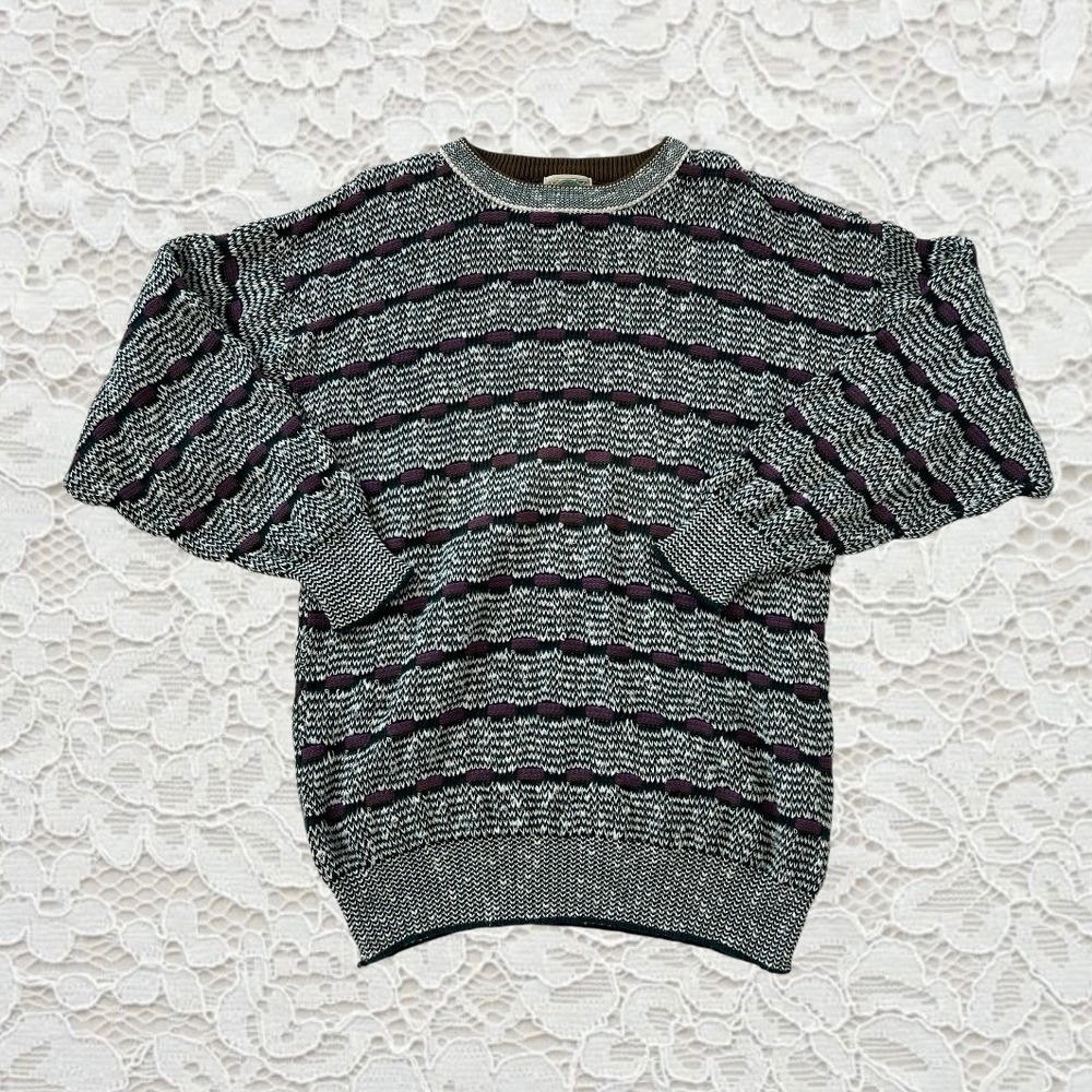vintage 80's style retro patterned grandpa‎ sweater